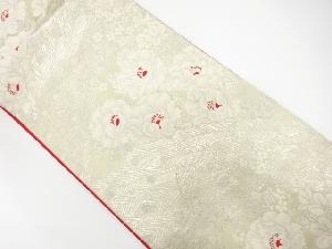 アンティーク　孔雀羽根に牡丹模様織出し袋帯（材料）